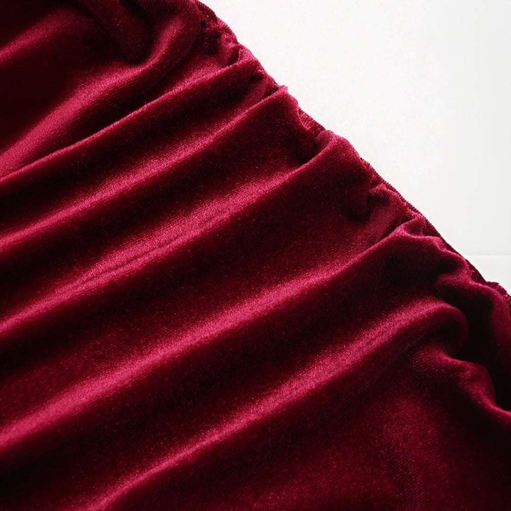 Damen Elegantes Samt-Maxi-Kleid mit figurbetontem Schnitt und raffinierten Raffungseffekten W&W