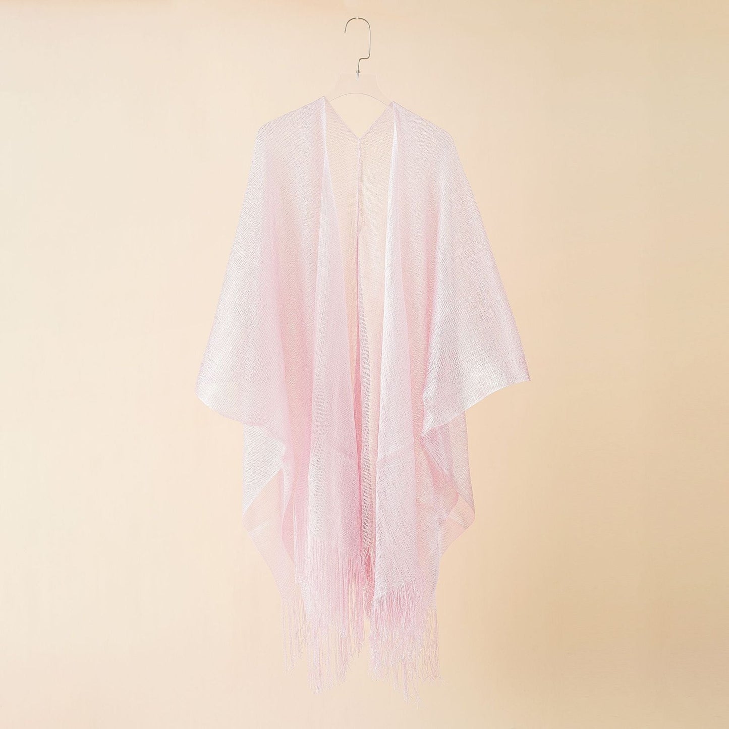 Damen Fransen-Kimono aus transparenter, luftiger Struktur WW
