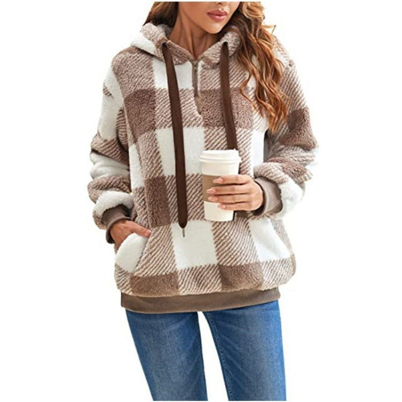 WW | Frauen Kontrollierte Hohe Kragen Hoodie Gemütlicher Stil