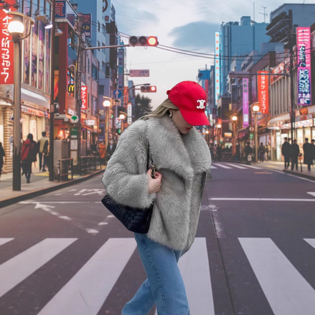 Damen Kuschelige Kunstpelzjacke WW