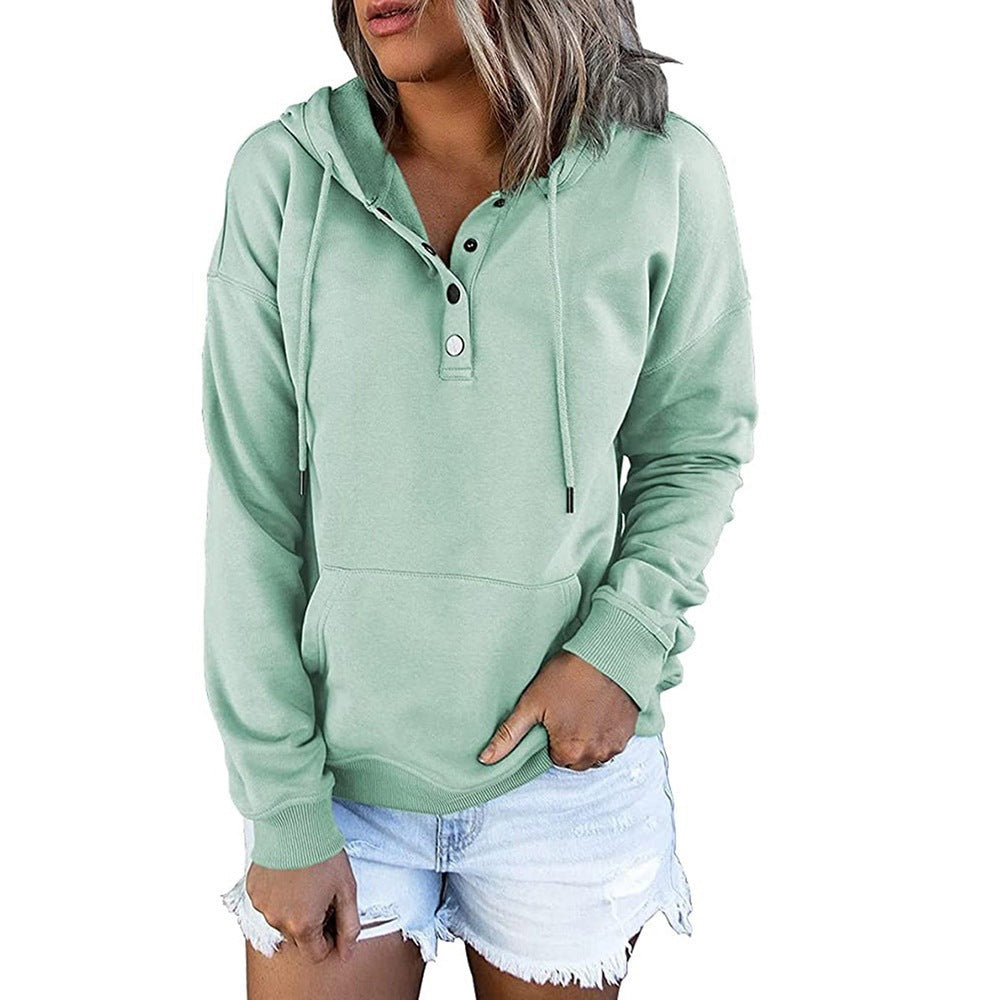 Damen Kapuzenpullover mit Knopfleiste und lässigem Schnitt WW