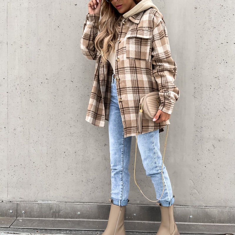 WW | Karo Kapuzenpullover Mantel
