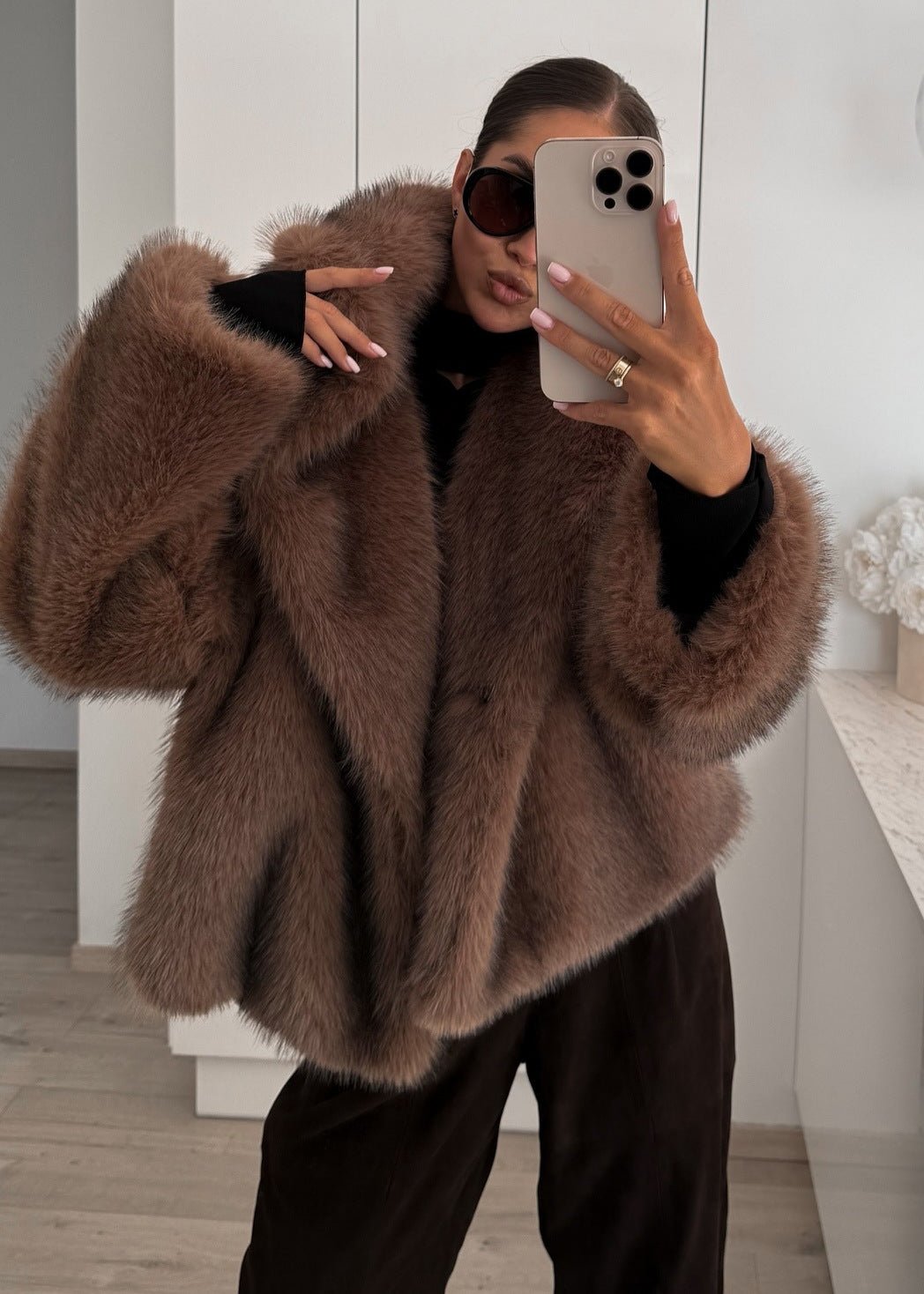 WW | Eichen-Faux-Fur-Jacke