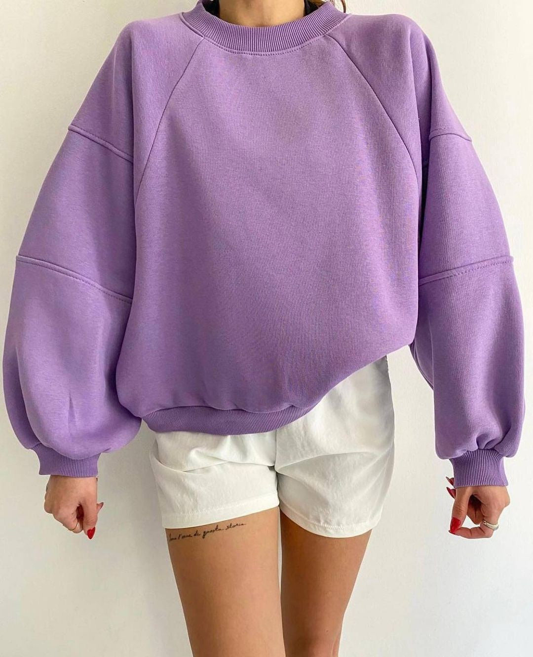 Damen Oversized Sweatshirt mit Puffärmeln WW