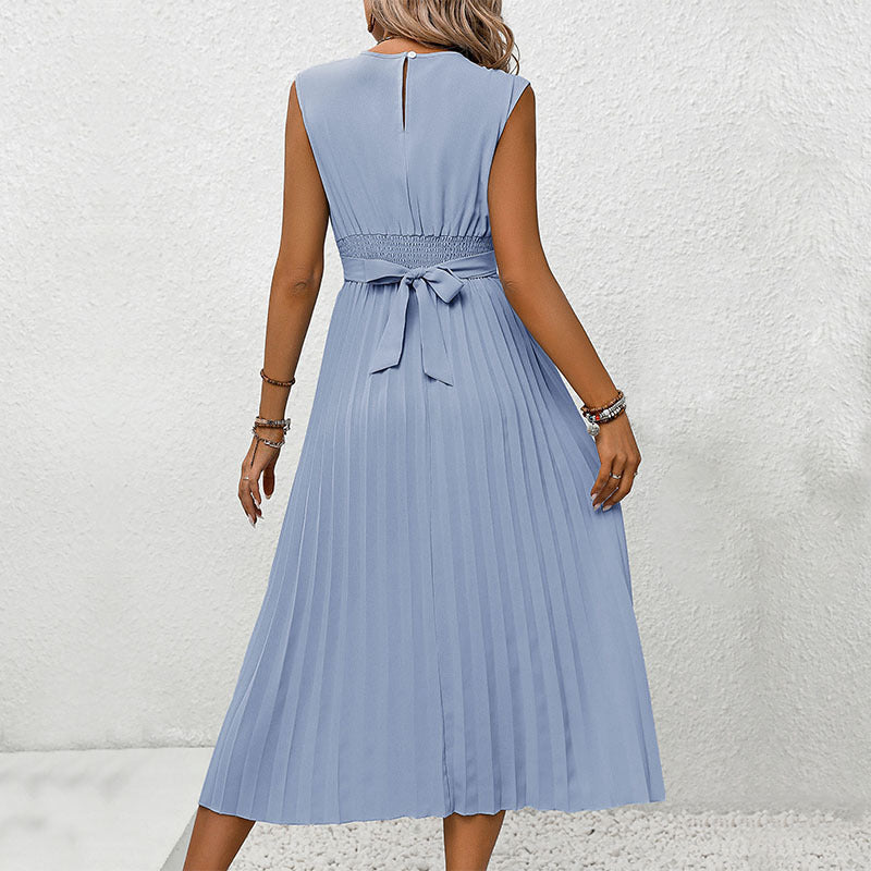 Damen Midi-Kleid mit eleganter Wickeloptik und wehendem Plissee WW