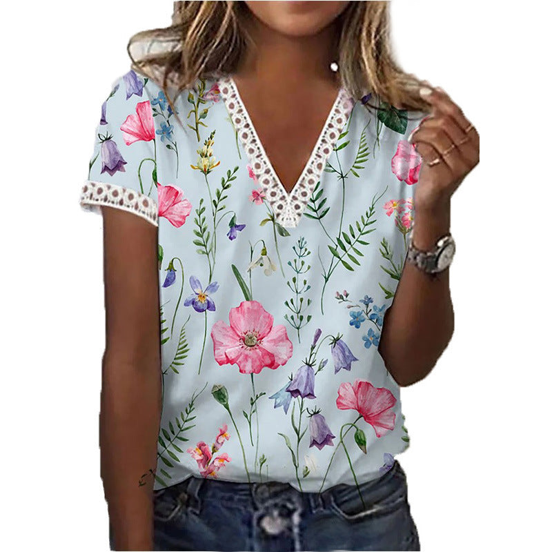 WW | Elegant Women's Short Sleeve V-Neck T-Shirt