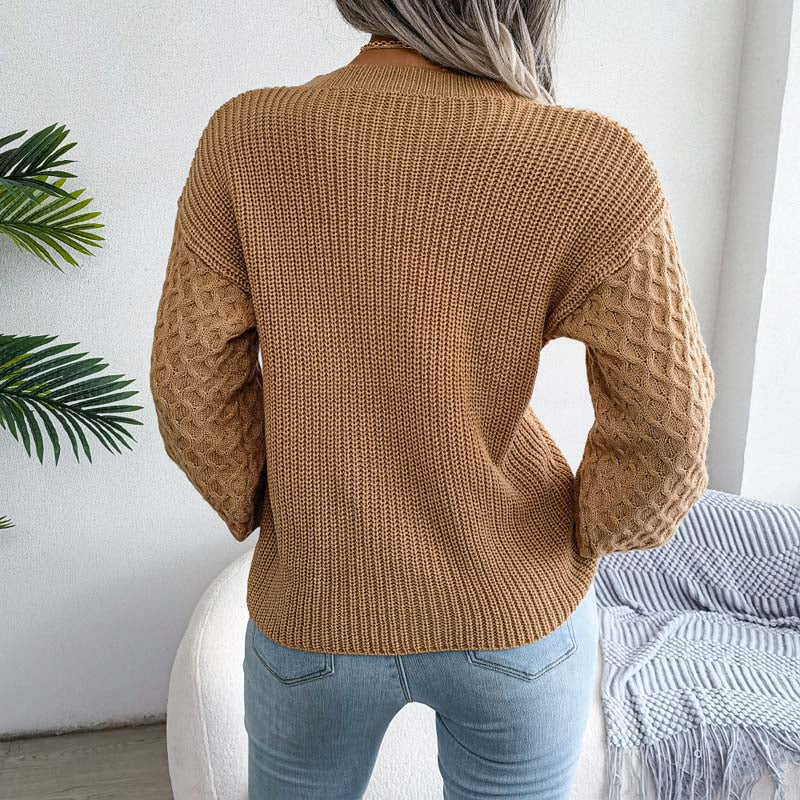 WW | Schlichter Pullover Aus Einfarbigem Strickdesign