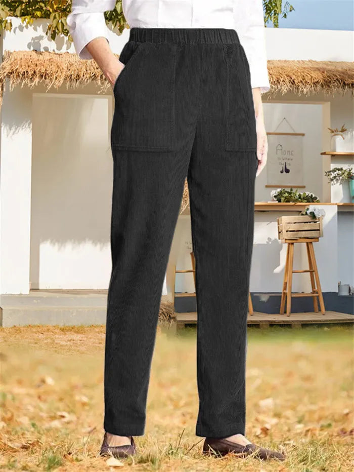WW | Solid-colored corduroy trousers for women