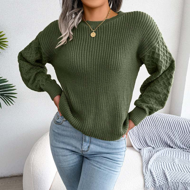 WW | Schlichter Pullover Aus Einfarbigem Strickdesign