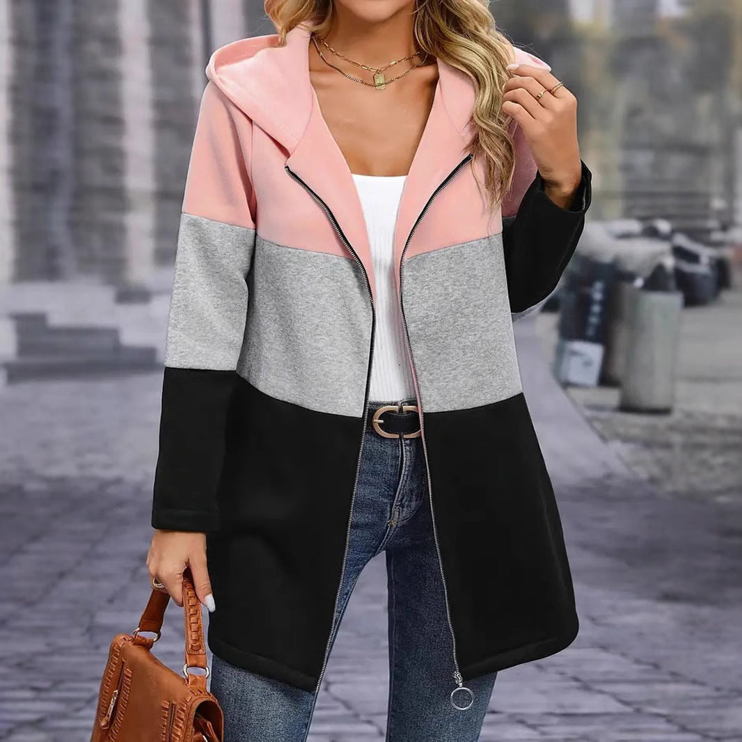 Women's Hooded Jacket in Modern Colorblock Design WW