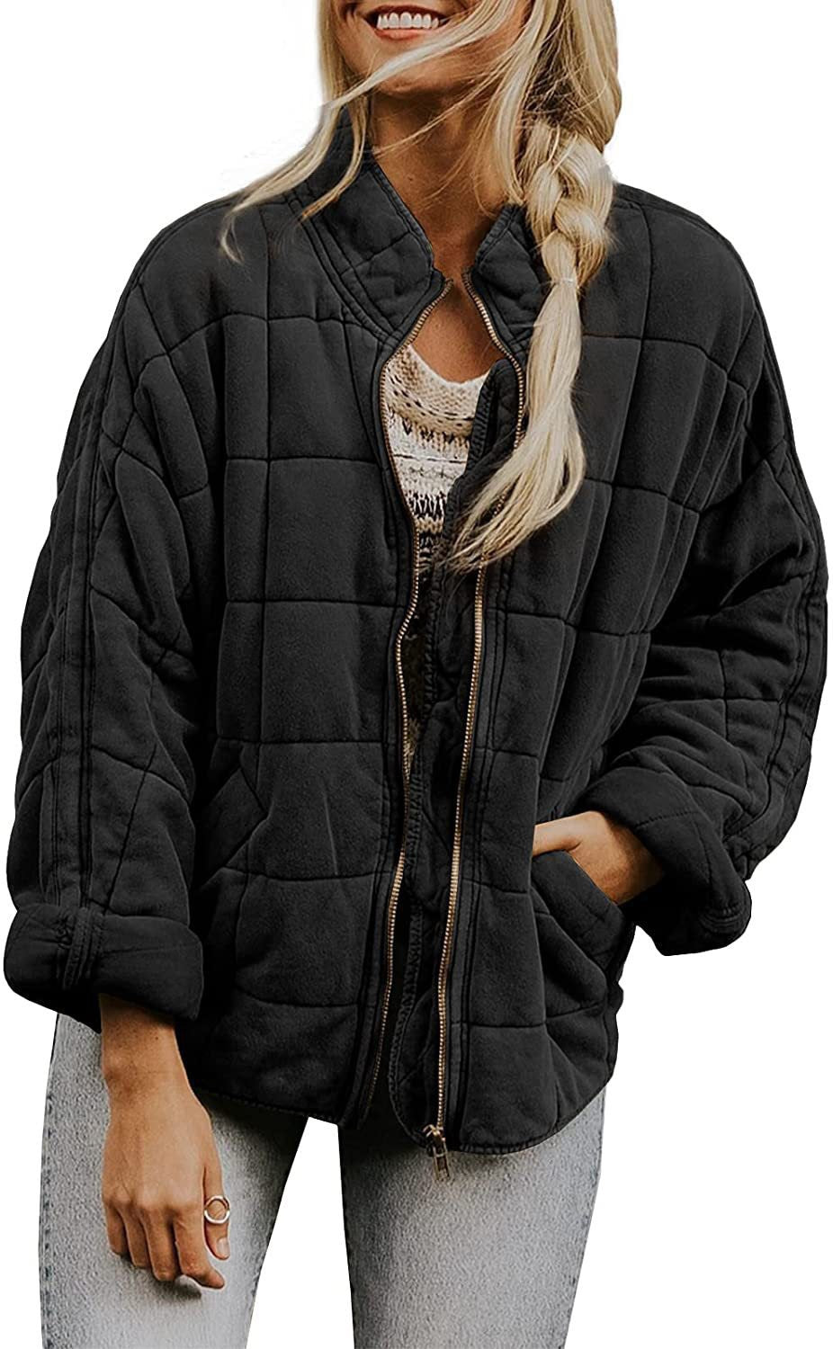 Women's Quilted Hooded Jacket with Zipper and Pockets WW