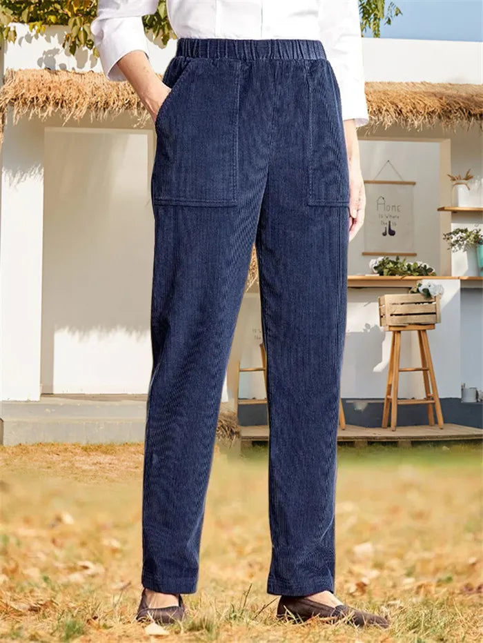 WW | Solid-colored corduroy trousers for women