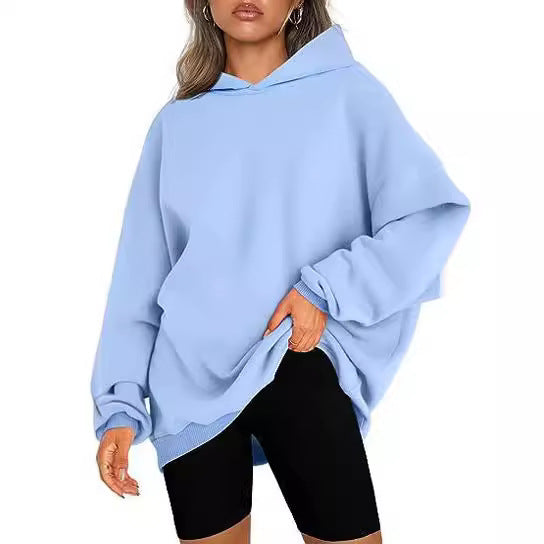 Damen oversized Kapuzenpullover mit seitlichen Schlitzen WW