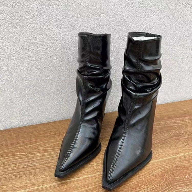 Damen elegante Stiefeletten mit spitzem Zehenbereich und lässigem Schlupfdesign W&W