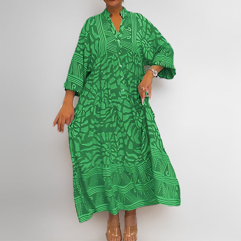 Damen Tunika-Kleid mit einzigartigem Grafikdruck und weiten Ärmeln WW