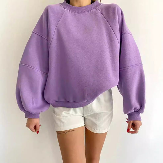 Damen Oversized Sweatshirt mit Puffärmeln WW