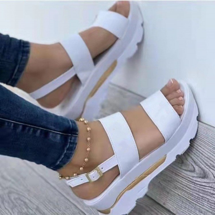 Damen Plateau-Sandalen mit elastischem Riemen und rutschfester Sohle W&W