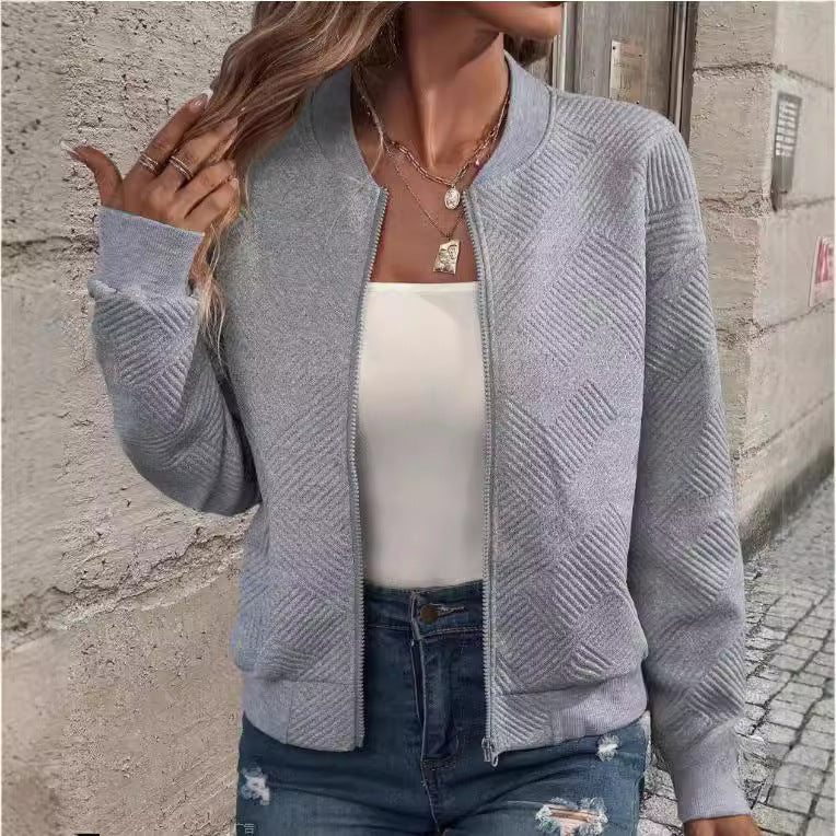 WW | Damen Strukturiertes Bomberjacke Lässiger Stil