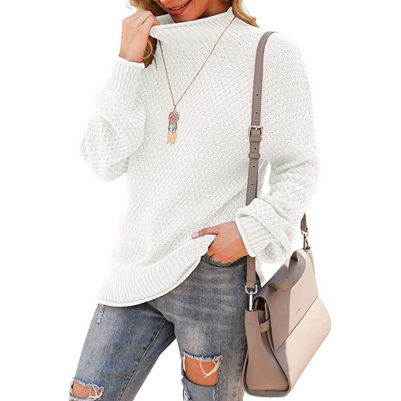 WW | Sweater - Halber Rollkragen Strickpullover - Lässiges Gemütliches Oberteil