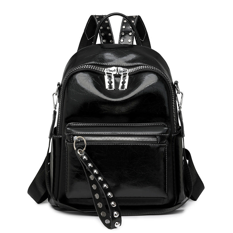 WW | Backpack - Silver - High-Quality Leather with Polyester Lining