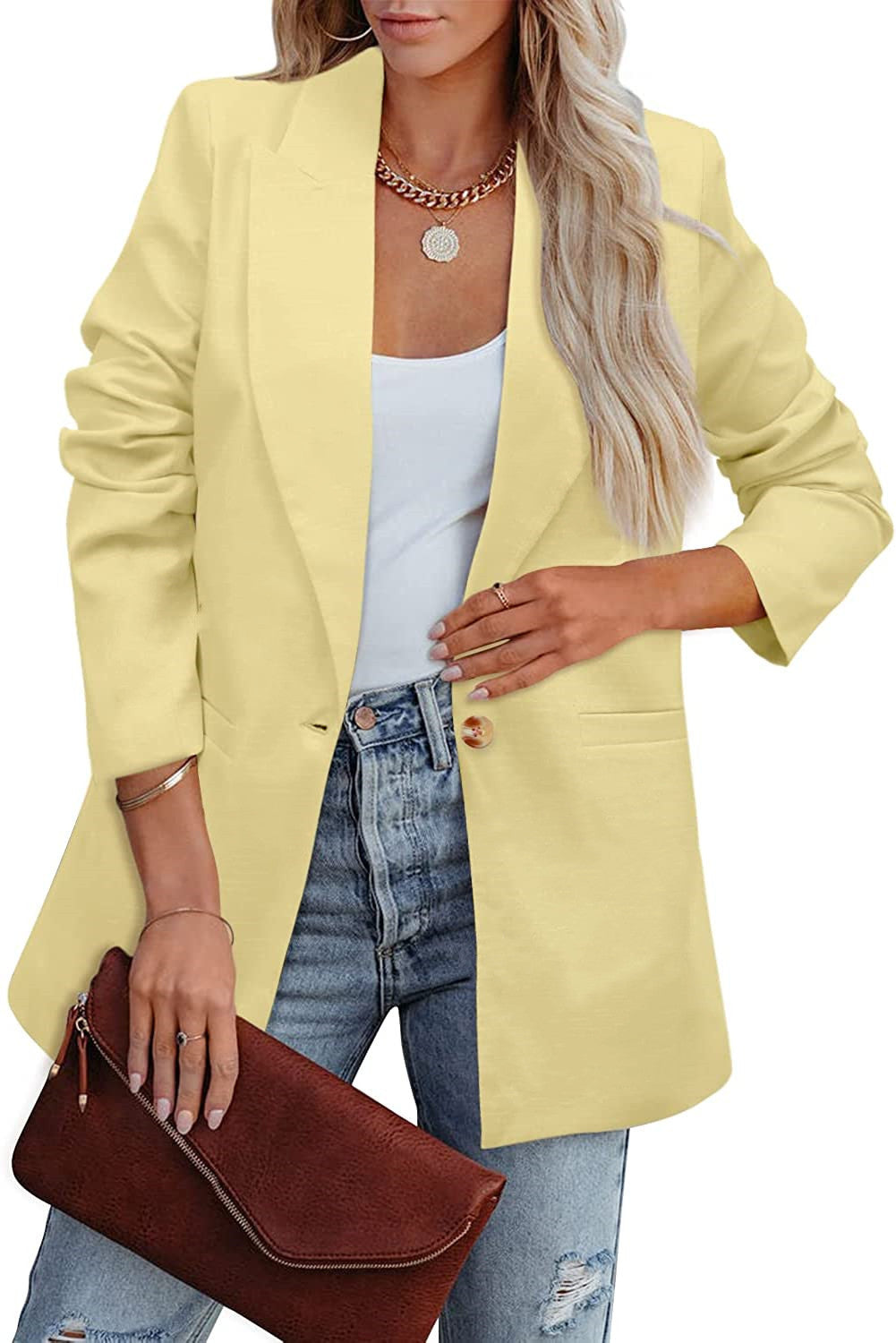 WW | Doppelreihiger Blazer mit Gerafften Ärmeln und Taschen