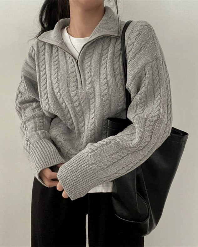 WW Vintage Turtleneck Zipper Twist Knit Sweater