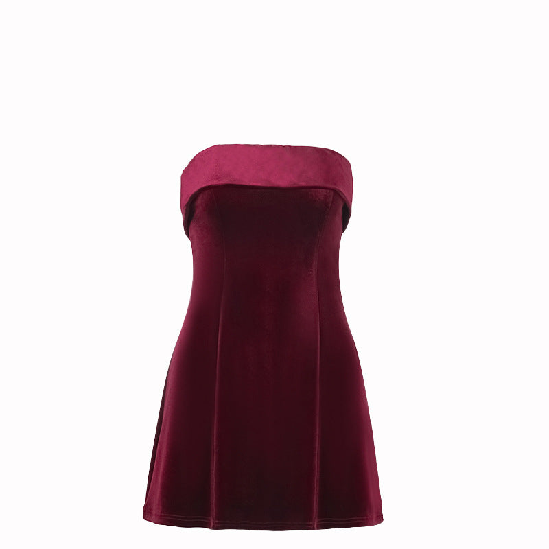 Damen Bustier Minikleid aus weichem Samt W&W