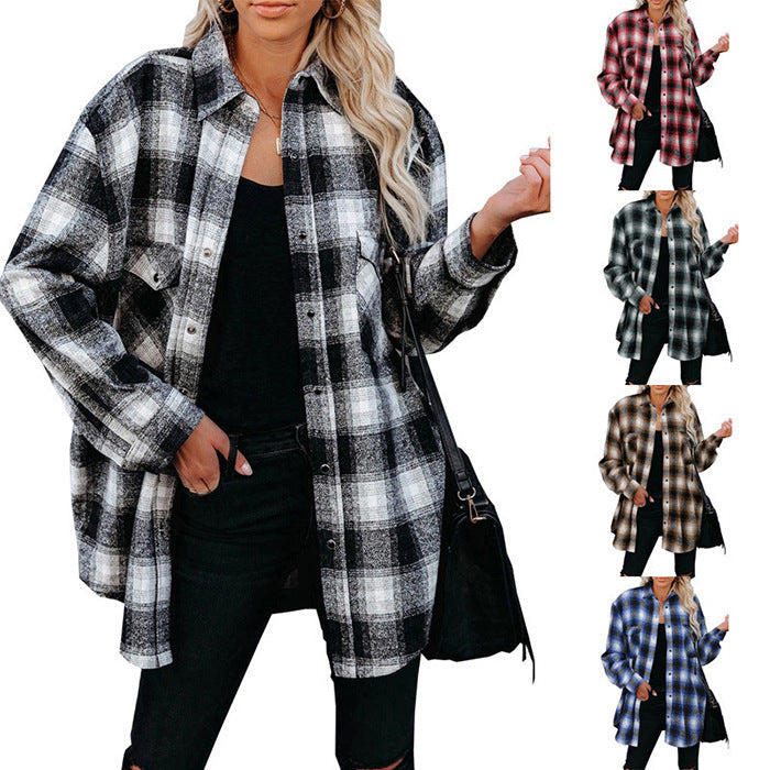 Damen Karo-Hemdjacke aus weichem Flanell mit praktischen Taschen WW