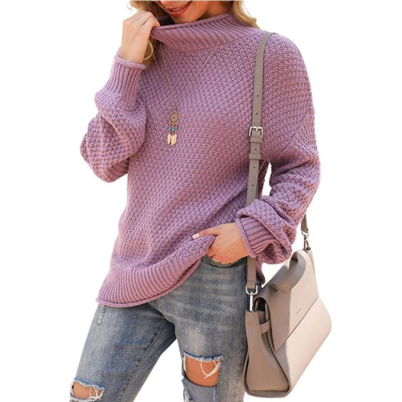 WW | Sweater - Halber Rollkragen Strickpullover - Lässiges Gemütliches Oberteil