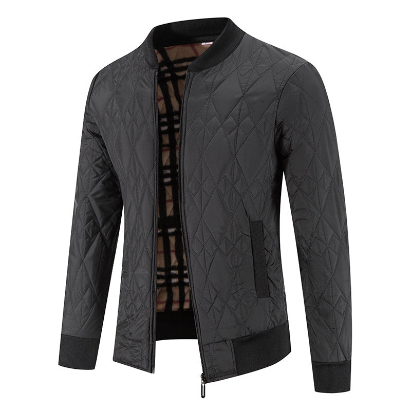 WW | Herren Winter Steppjacke mit vorderem Reißverschluss und Bündchen