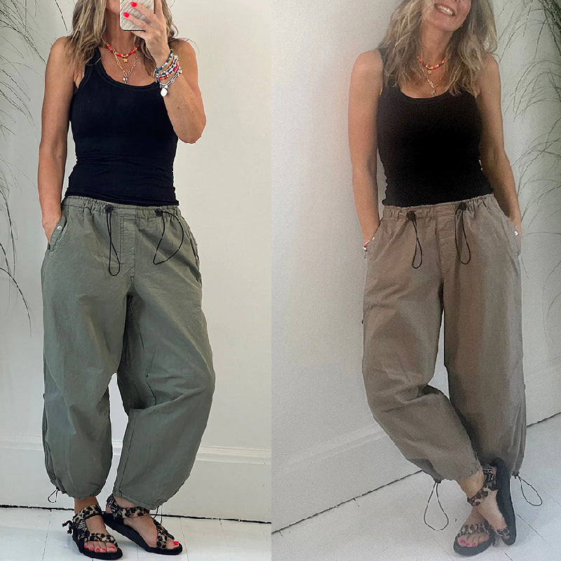 Damen lässige Bundfaltenhose aus atmungsaktivem Material WW