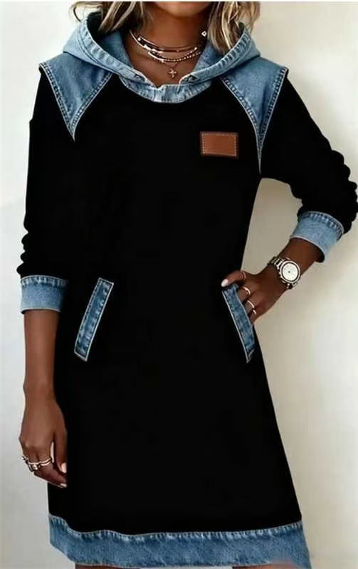 WW | Fashion Denim Patchwork V-neck