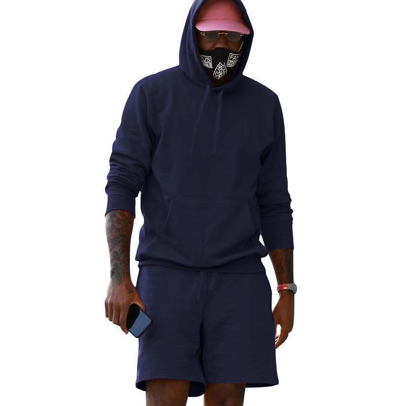 Men's sporty hoodie and shorts set made of high-quality sweatshirt fabric WW