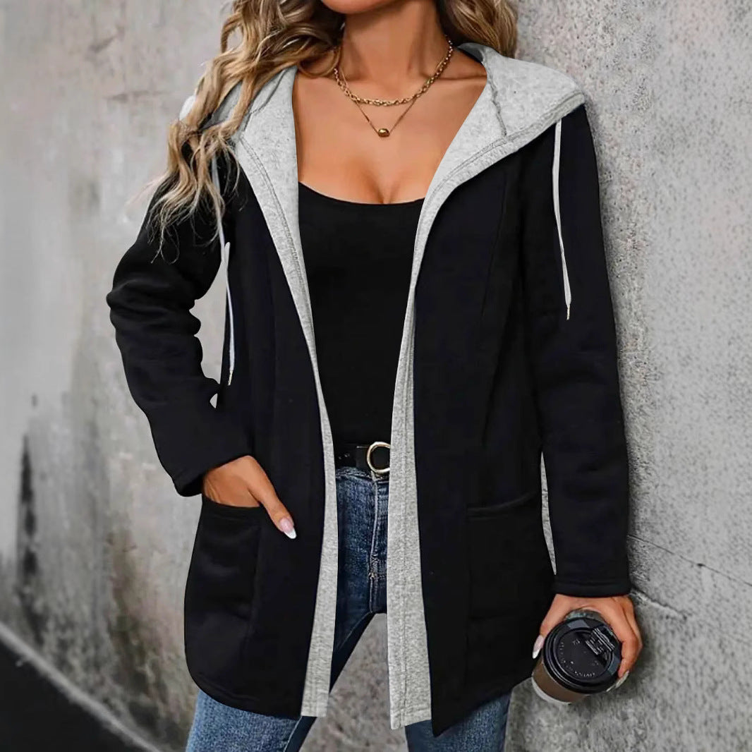 Women's Casual Long-Sleeve Hooded Jacket with Practical Pockets WW
