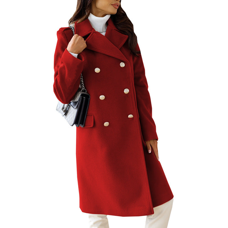 Women's Elegant and Timeless Double-Breasted Wool Coat WW