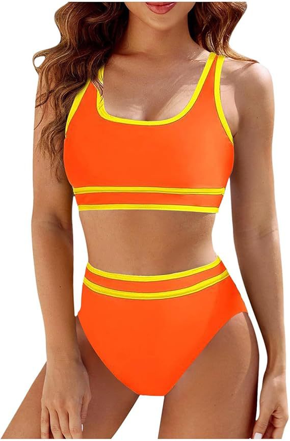 Damen Sportliches Bikini-Set mit Hochbund und komfortablem Oberteil WW