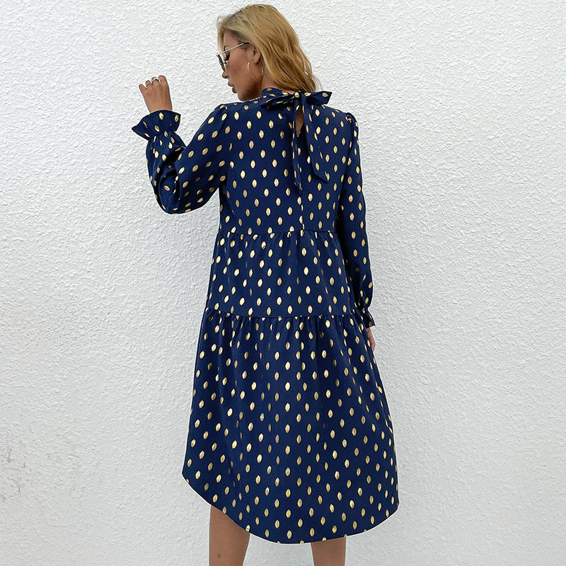 Damen Midikleid mit modernen Rüschendetails und elegantem Punktmuster WW