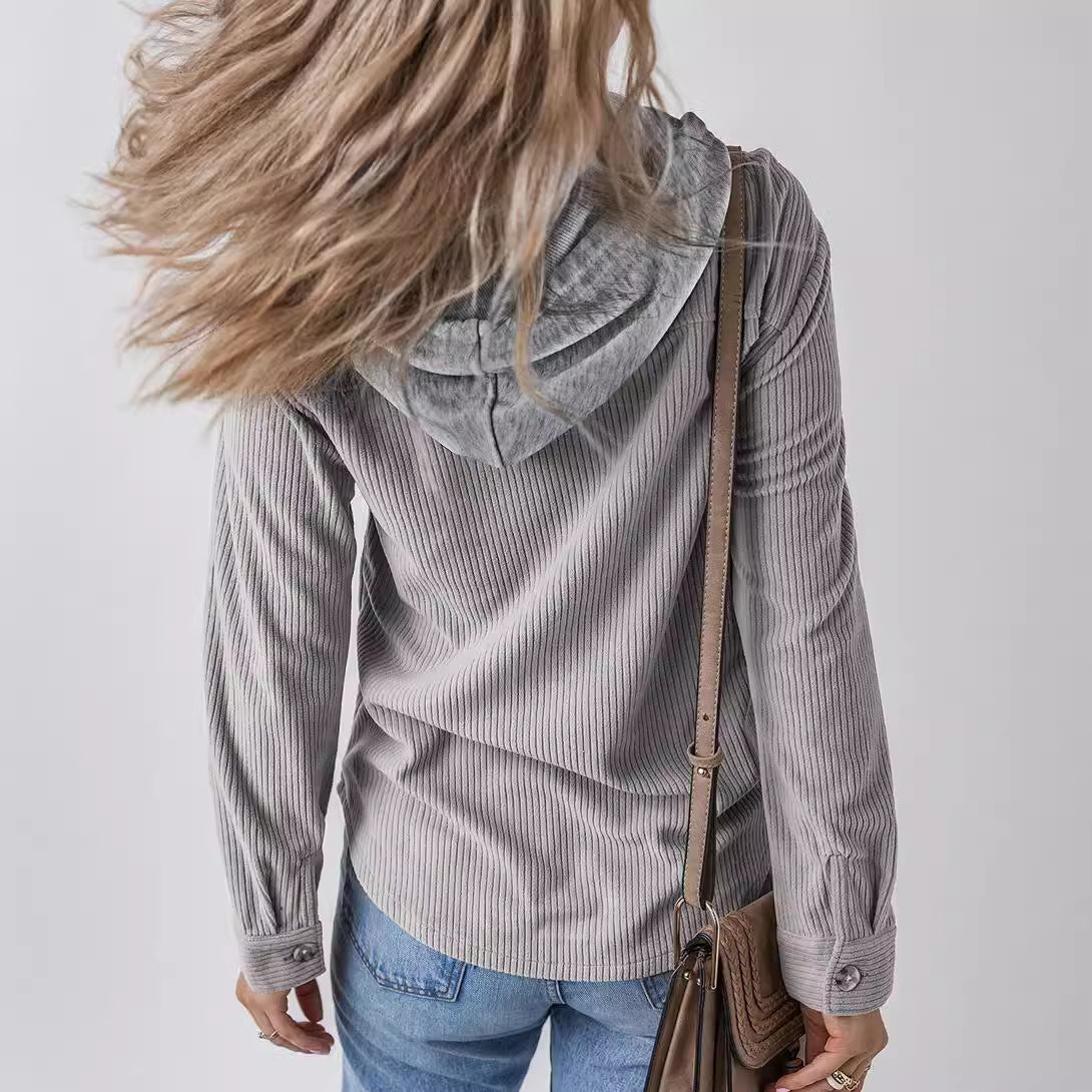 WW | Damen Kapuzenshirt Jacke mit Rippstruktur Casual Style