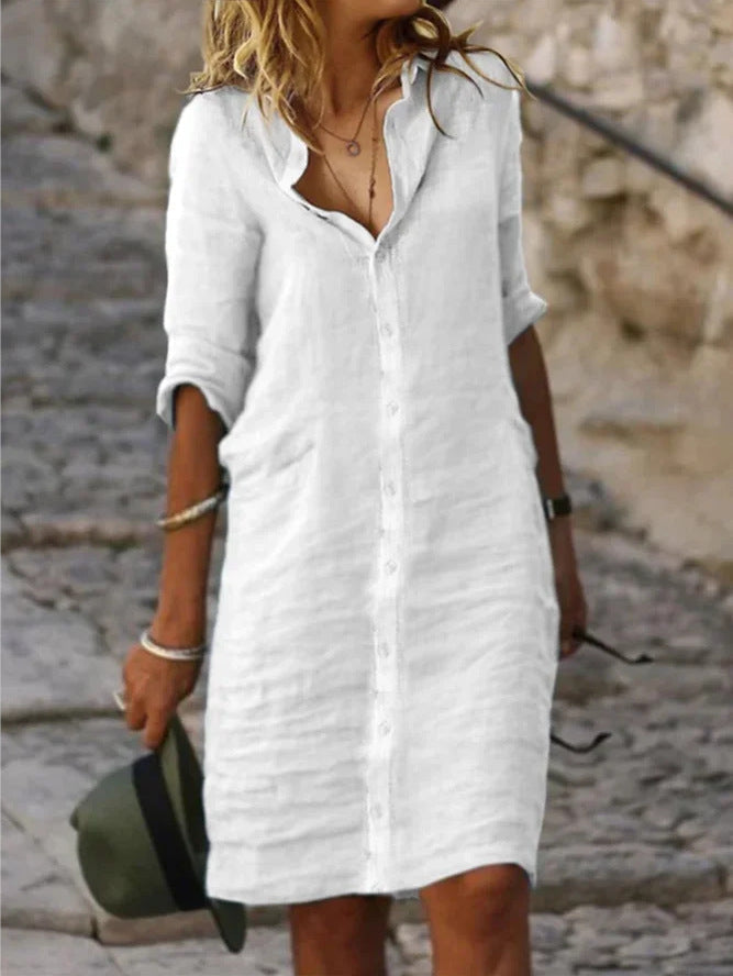 Damen lässiges Hemdkleid mit schicken Details WW