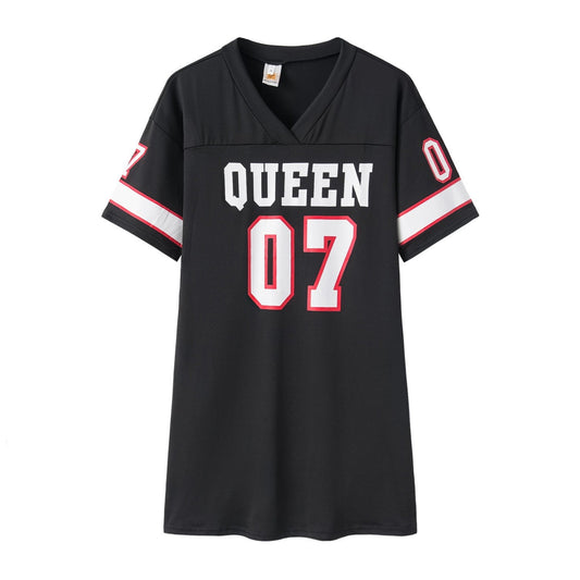 Damen Sportliches Oversized T-Shirt mit V-Ausschnitt und Druckdetails W&W