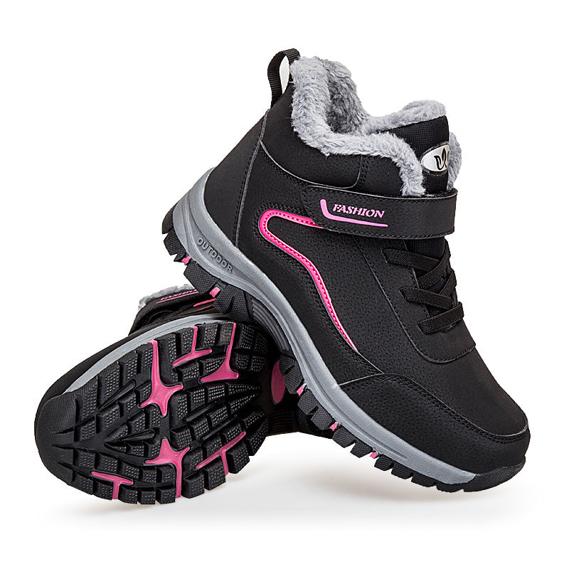 Women's Warm Lined Outdoor Hiking Shoes with Adjustable Hook-and-Loop Fastener WW