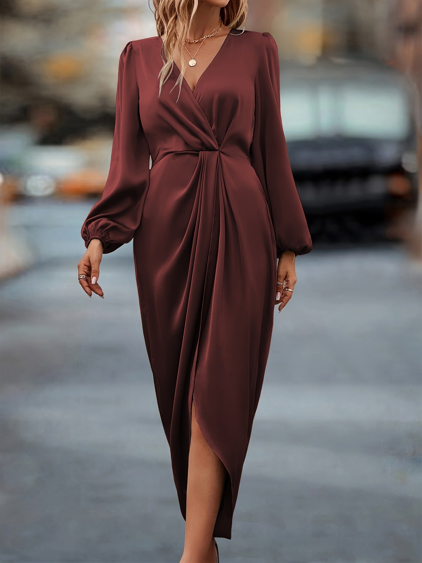 Damen elegantes und fließendes Maxikleid W&W
