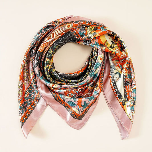 Damen luxuriöser Seidenschal mit kunstvollem floralen Design und schimmerndem Glanz WW
