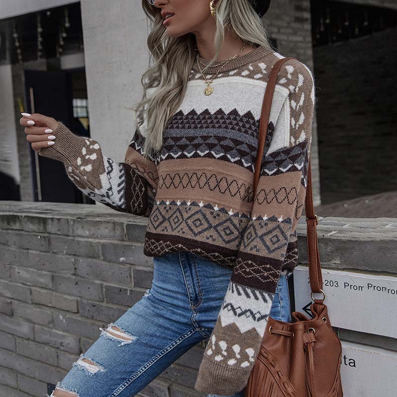 WW | Geometrischer Strickpullover für Stilbewusste Damen