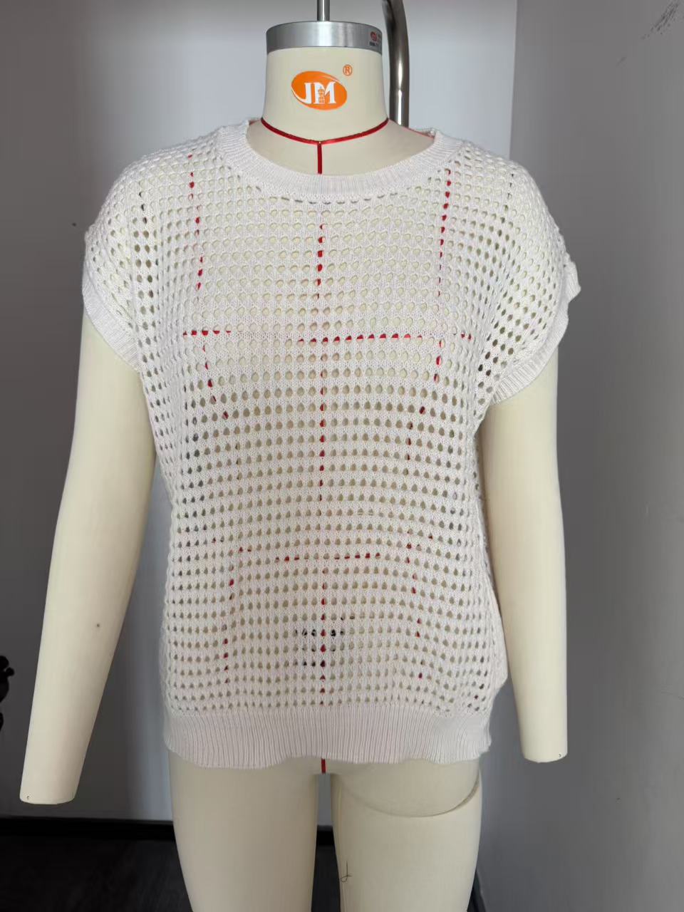 Damen lässiges Strickoberteil mit luftiger Netzstruktur WW