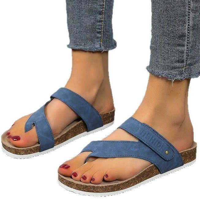 Damen Zehentrenner mit komfortablem Fußbett und modernem Kork-Design W&W