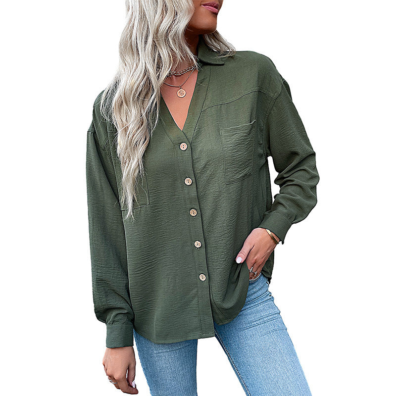 Women's Blouse with Casual Cut and Decorative Button Details WW