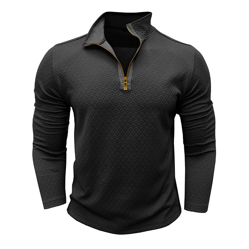WW | Cotton Knit Sweater Regular Fit Half-Zip Textured Pattern