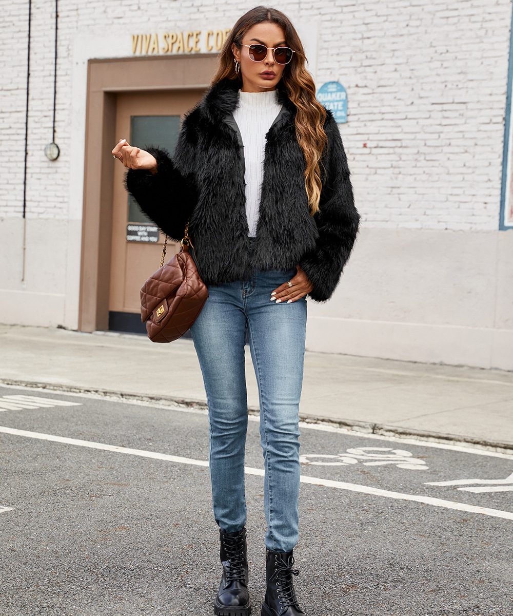 WW | Kunstpelz Kurze Jacke - Gemütliches Winteressential - Weicher Polyester-Mix - Lässige Eleganz