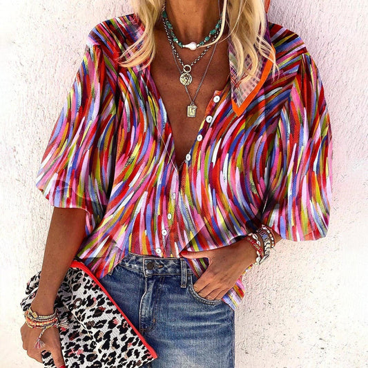 WW | Spitzenbestickte Boho Langarm Tunika Bluse